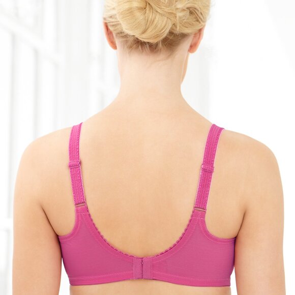 Glamorise 42DD Wonderwire PINK Lace Bra (Side-Smoothing) MAX-COMFORT Fuchsia NEW - Picture 9 of 14